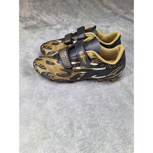 Kids Soccer Cleats Black‎ Gold Graphic Hook and Loop Athletic Shoes Cleats